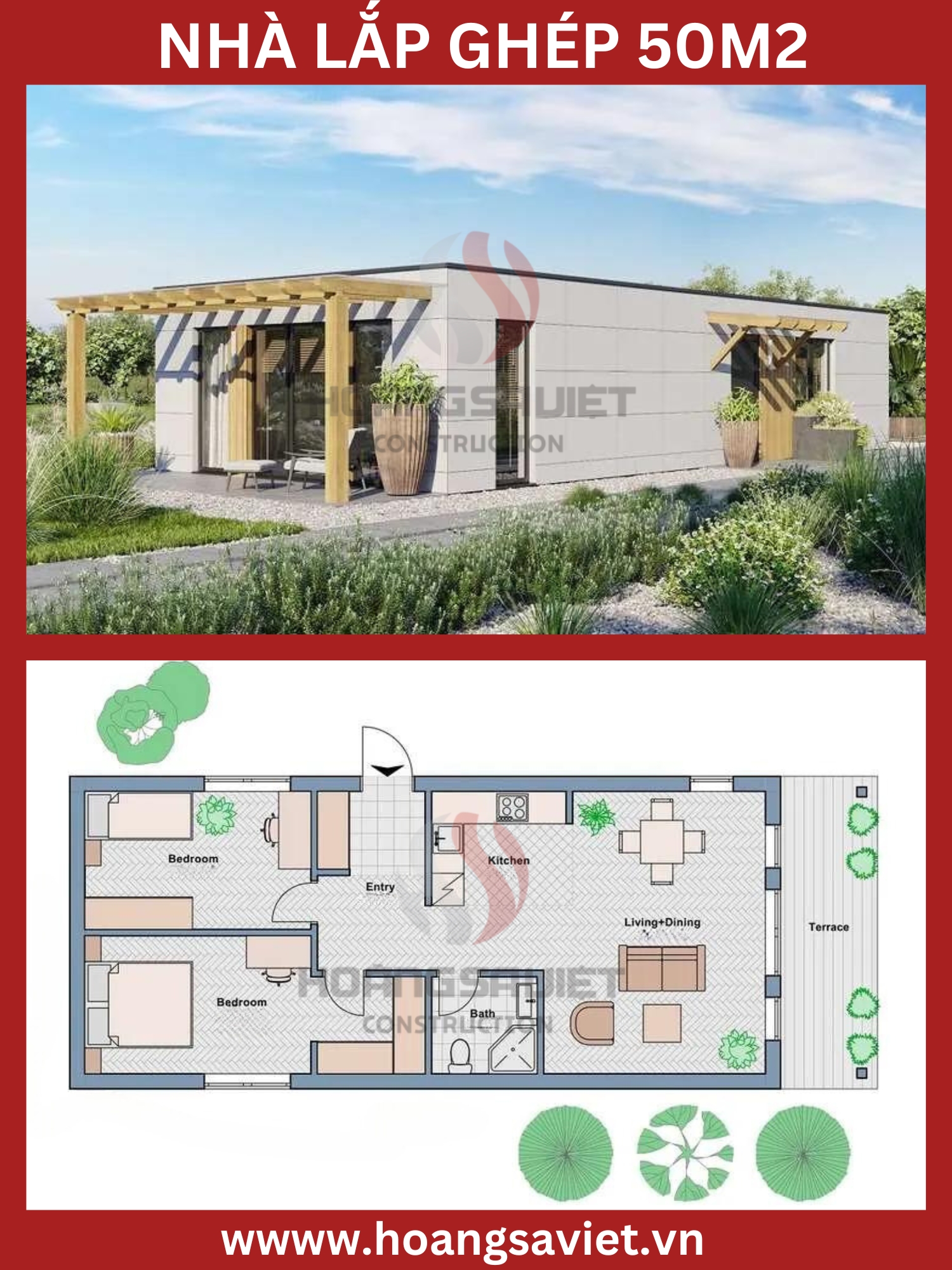 Mẫu nhà lắp ghép 50m2