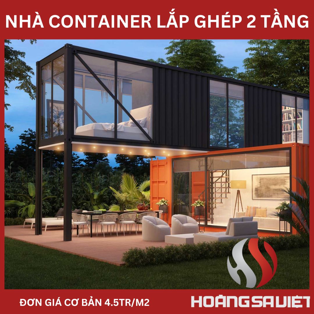 nhà container lắp ghép 2 tầng