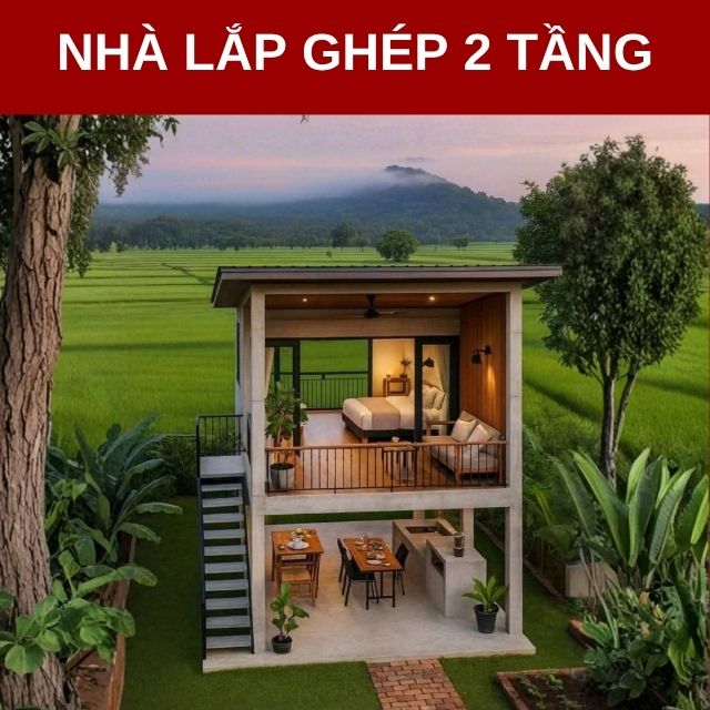 nhà lắp ghép 2 tầng