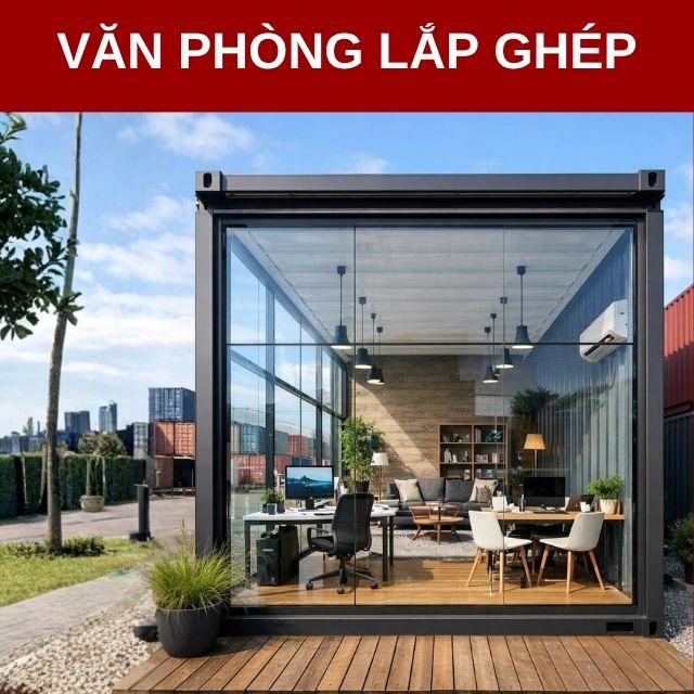 văn phòng lắp ghép full kính